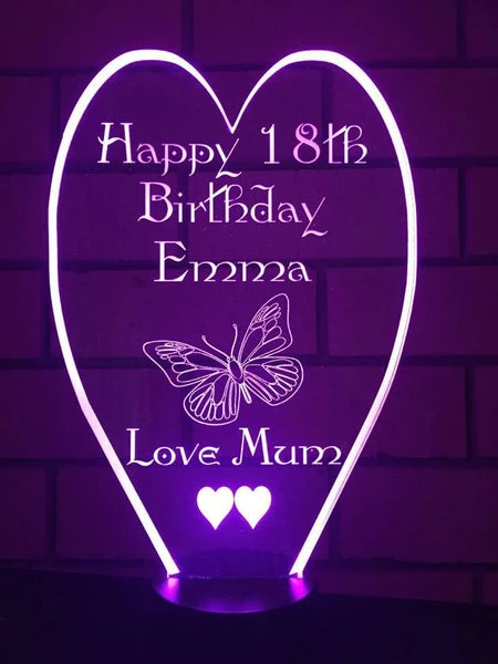 18th birthday heart LED Sign - designaglo