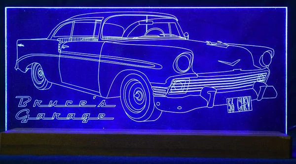 56 Chev car, acrylic engraved LED light,multi color,remote control - designaglo