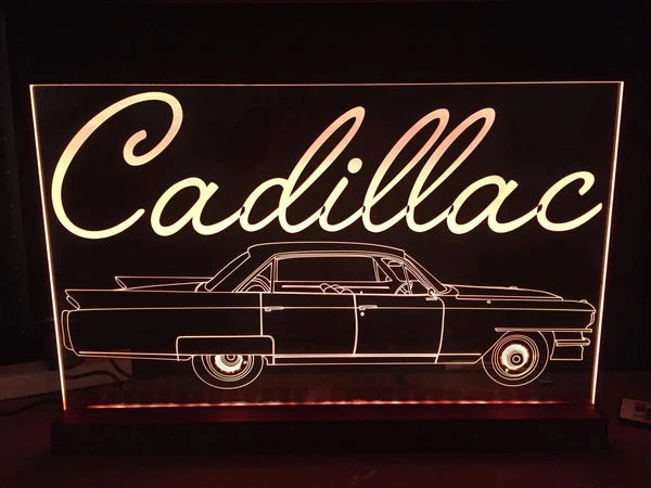 1963 Cadillac car LED Sign, multi color,remote control - designaglo