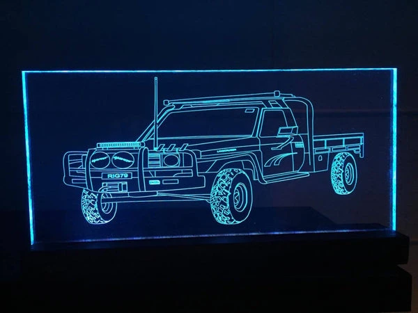 79 Series Toyota Landcruiser acrylic engraved LED light,multi color,remote control - designaglo