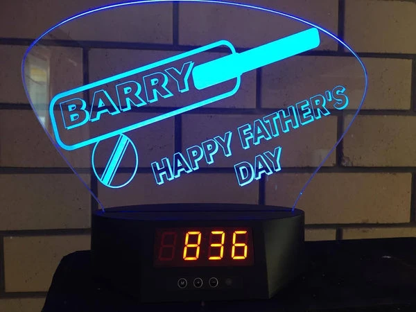Fathers Day Cricket LED Clock - designaglo