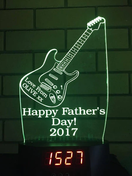 Fathers Day Guitar LED Clock - designaglo