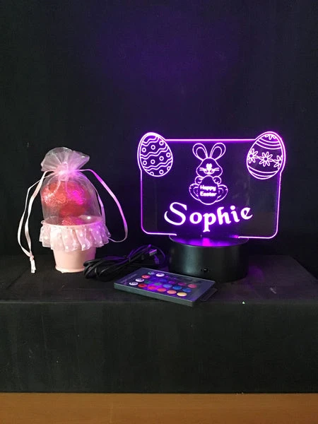 Mini Easter Bucket & LED Light and Bunny